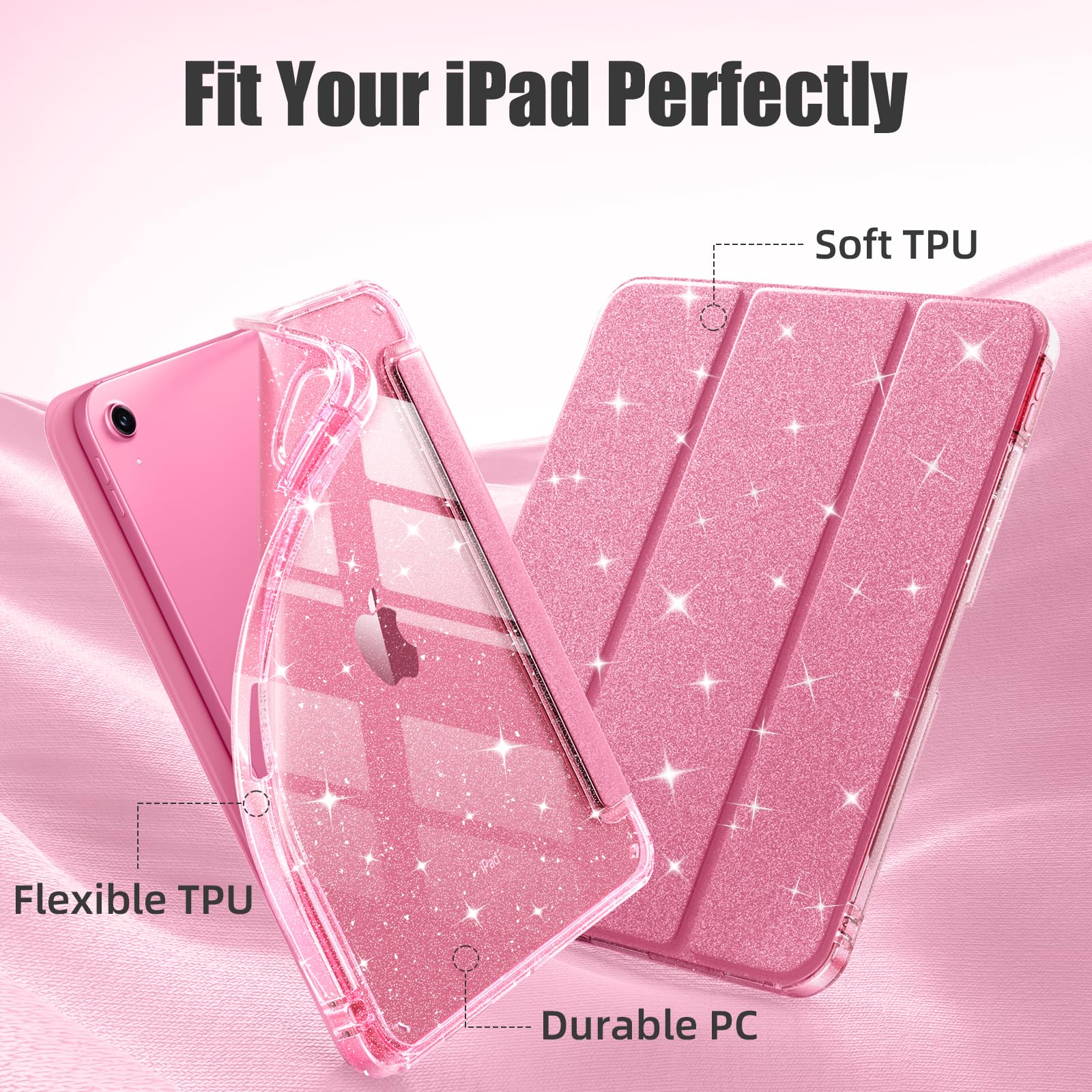 Case for iPad A16 Case, Compatible with iPad 11th Generation Case 11 Inch 2025, iPad 10th Generation Case 10.9 Inch 2022 with Pencil Holder for Women Girls