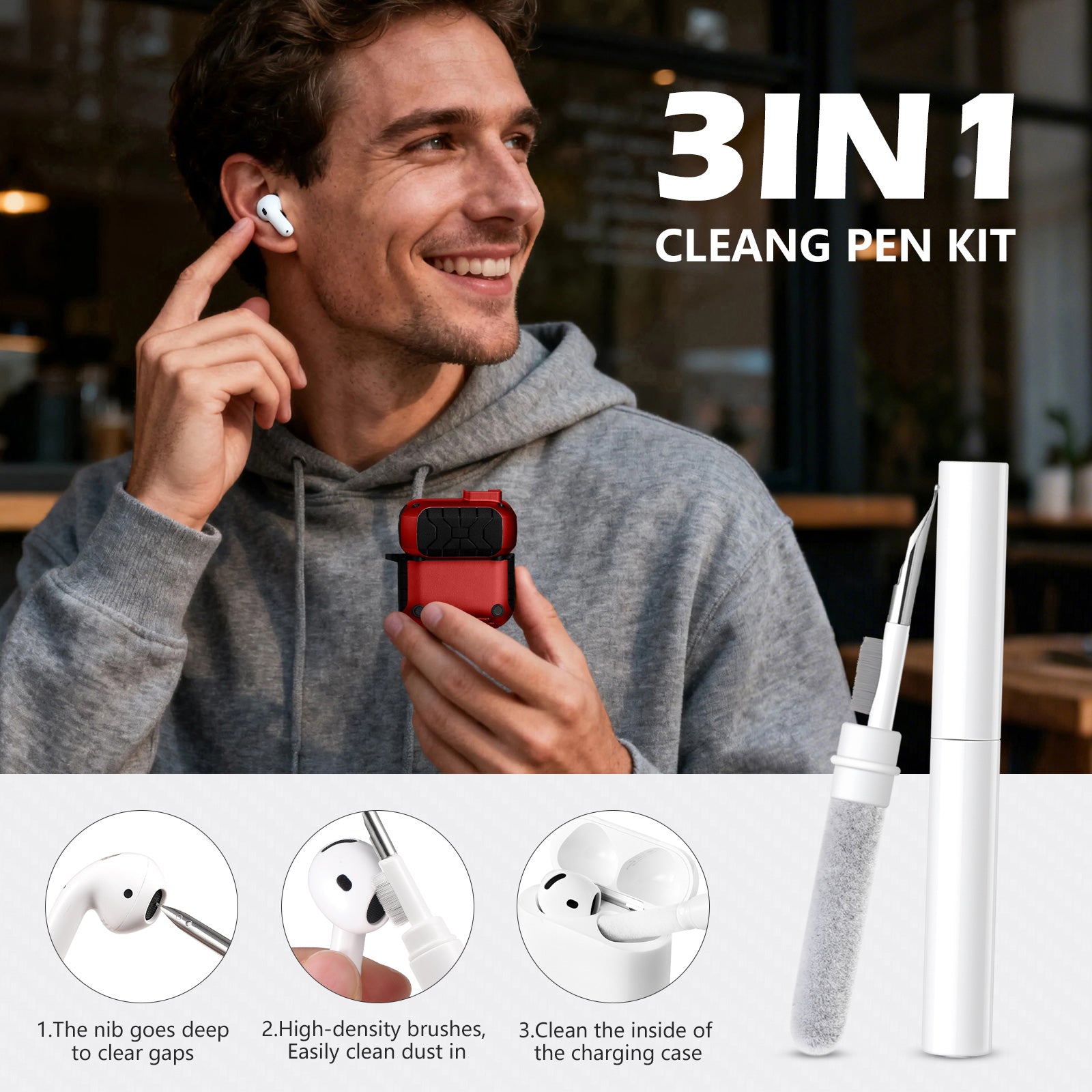 Getino Compatible with Apple AirPods 4 & AirPods Pro 3 Case Cover with Phone Stand, Magnetic Lock & Cleaning Kit