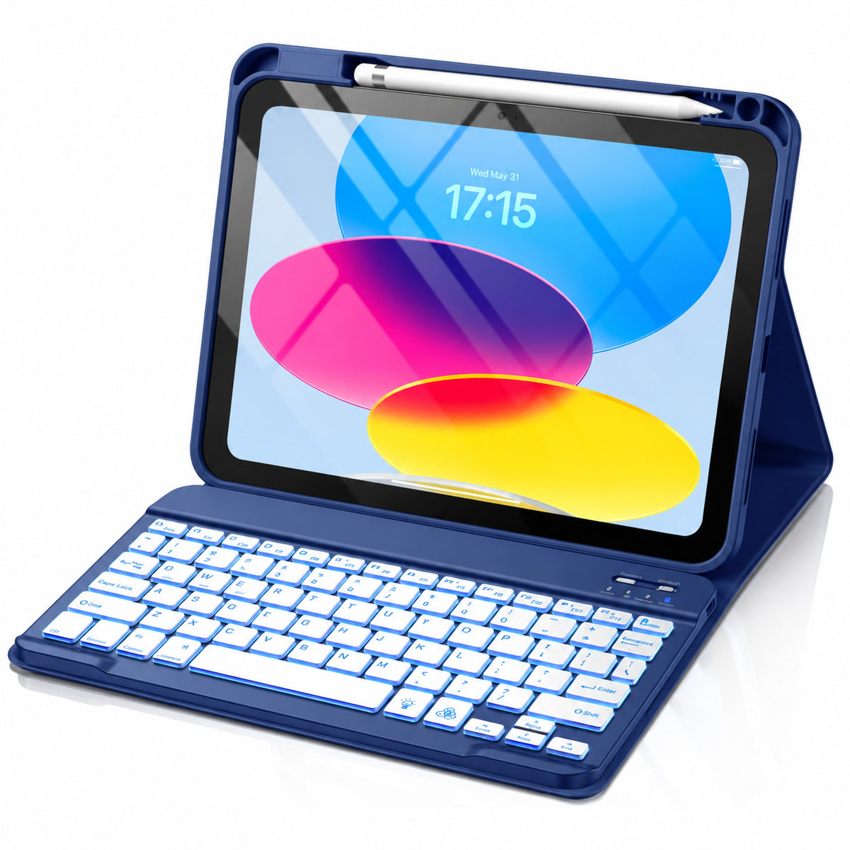 Getino Compatible with iPad 10th 11th Generation A16 Case with Keyboard 7 Colors Backlit Detachable Keyboard Cover with Pencil Holder for Apple iPad 11 inch 11th Gen 2025 & 10.9 inch 10th Gen 2022