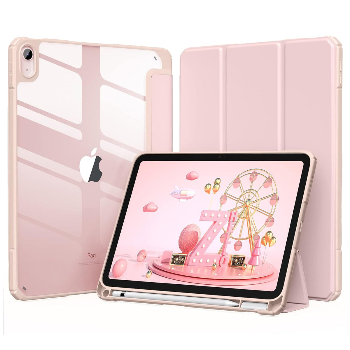 Getino Compatible with Apple iPad 10th/11th Generation A16 Case 11 inch Clear Back Cover with Pencil Holder, Navy Blue