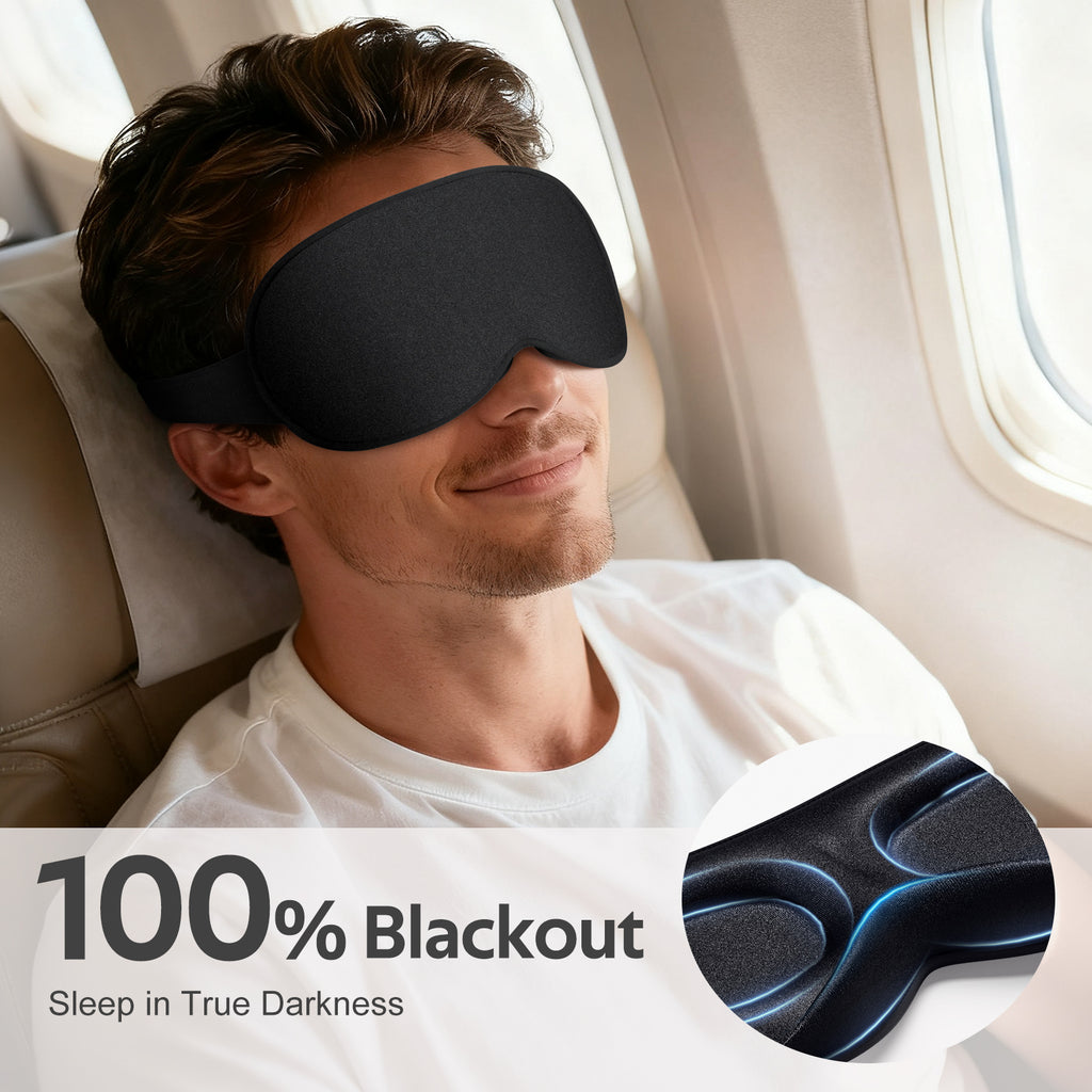 Getino 3D Sleep Mask for Women Men, Blackout Soft Eye Masks for Sleeping, Cotton, Black