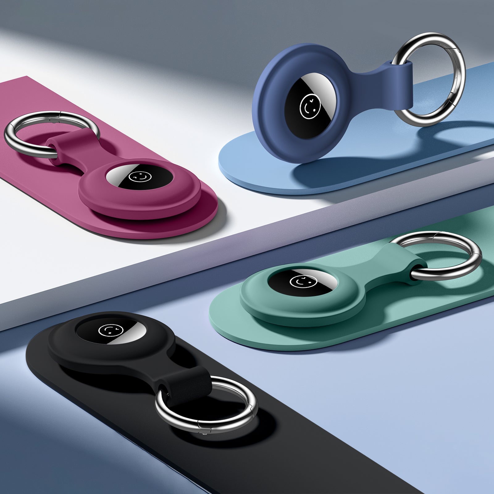 Getino Compatible with Apple Airtag Holder Keychain 4 Pack Silicone Airtags Case for Cat Dog Collar