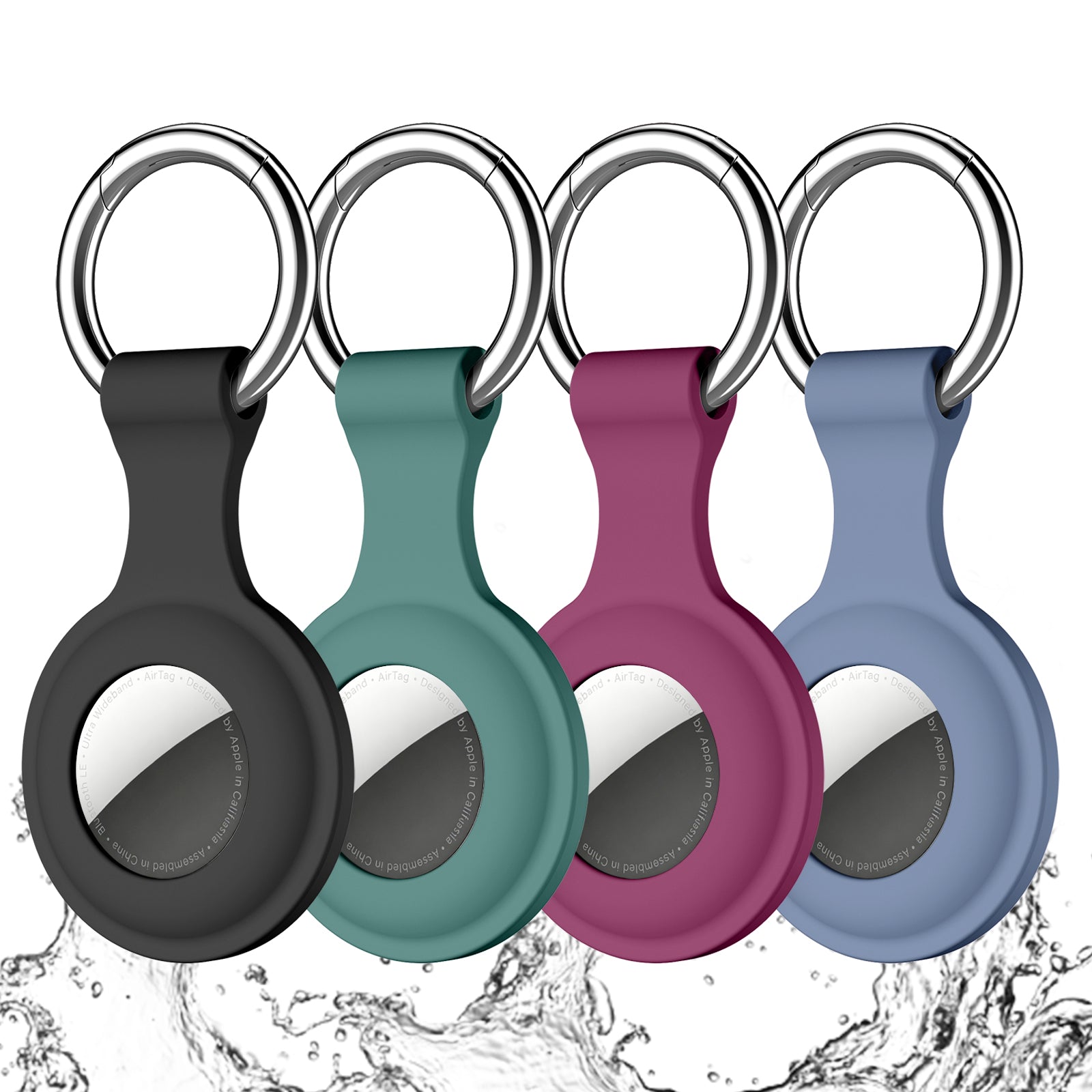 Getino Compatible with Apple Airtag Holder Keychain 4 Pack Silicone Airtags Case for Cat Dog Collar