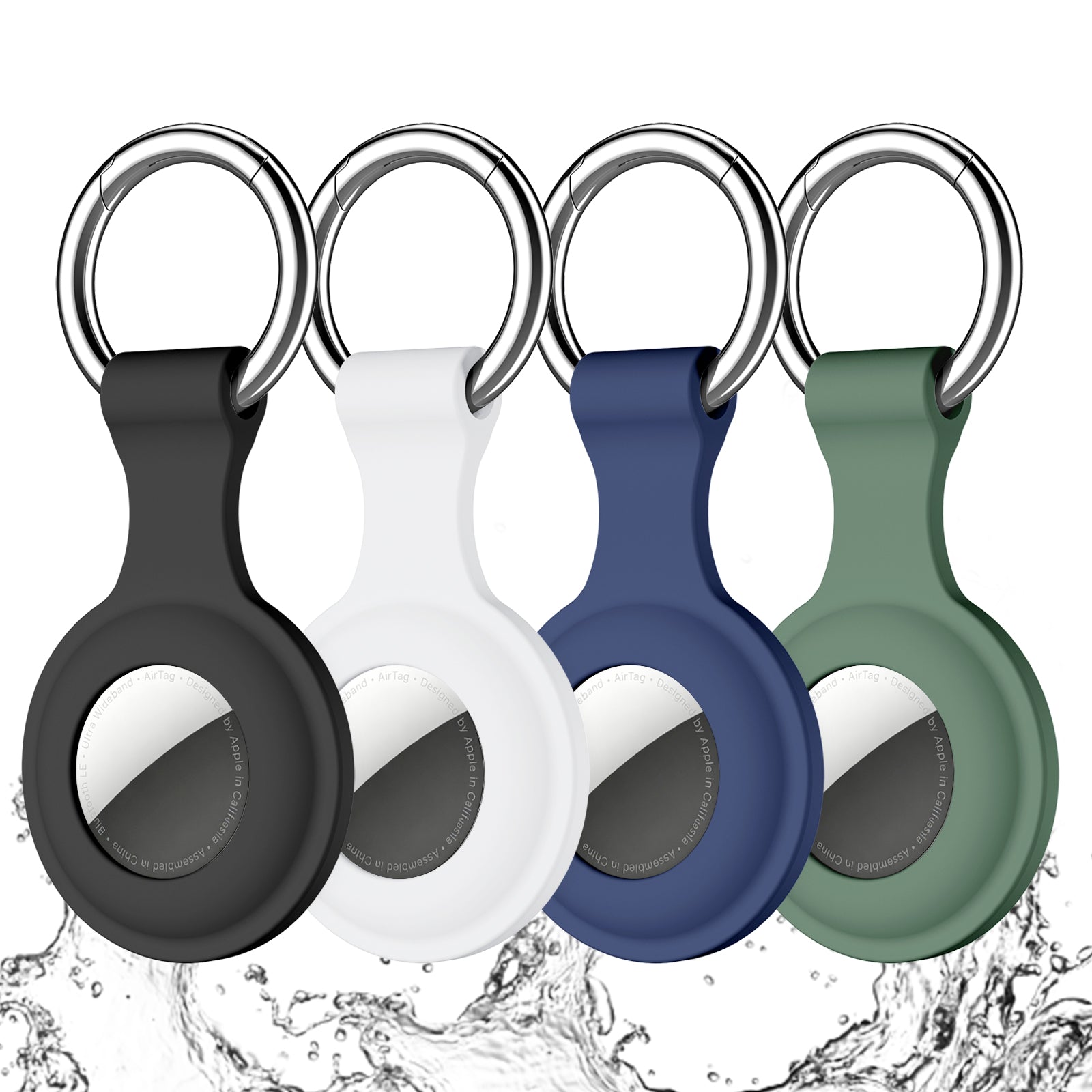 Getino Compatible with Apple Airtag Holder Keychain 4 Pack Silicone Airtags Case for Cat Dog Collar