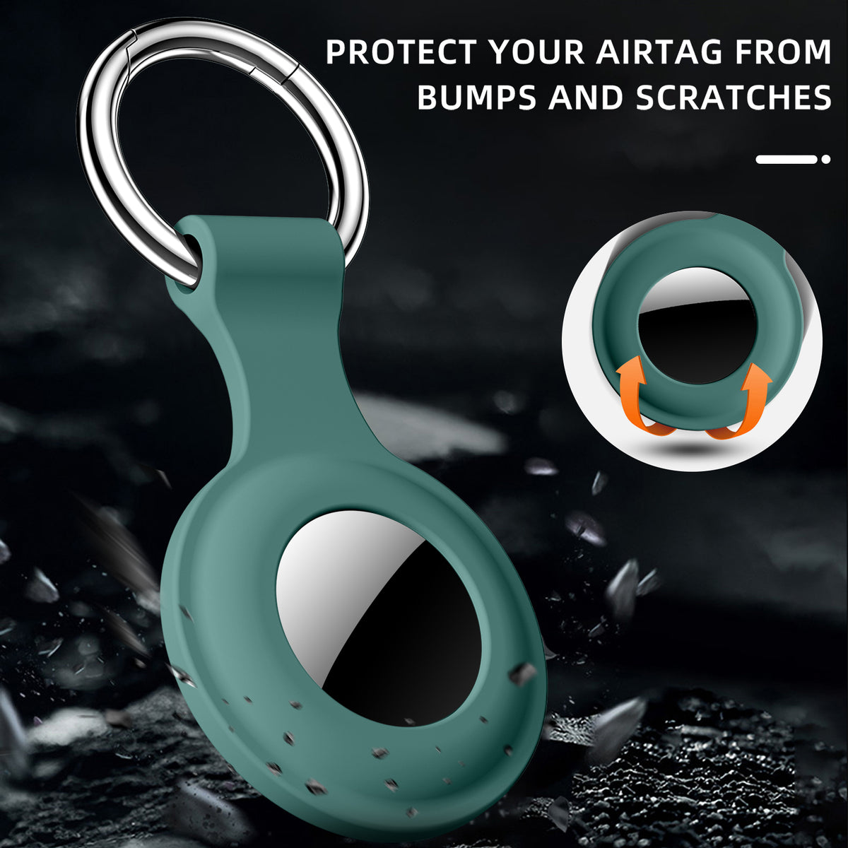 Getino Compatible with Apple Airtag Holder Keychain 4 Pack Silicone Airtags Case for Cat Dog Collar