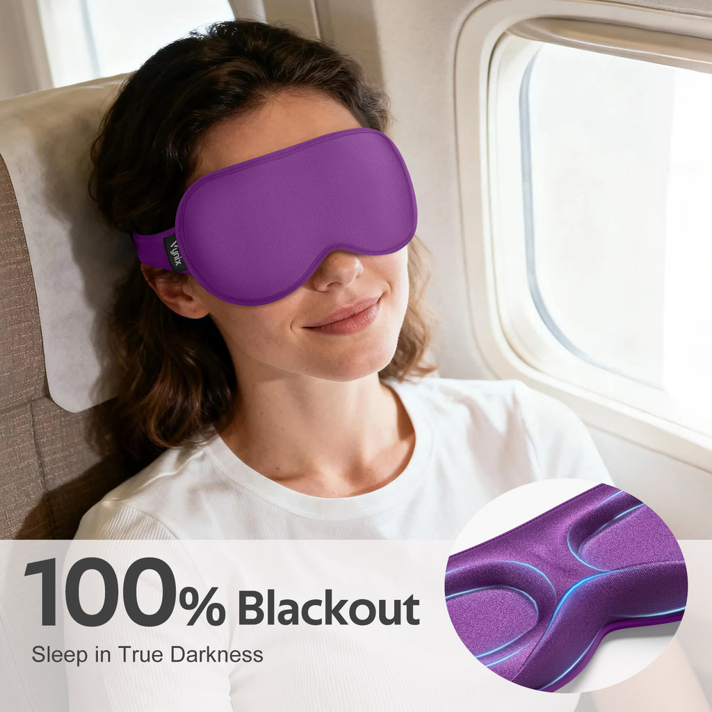 Getino 3D Sleep Masks for Women Men, Blackout Soft Eye Masks for Sleeping, Cotton, Purple