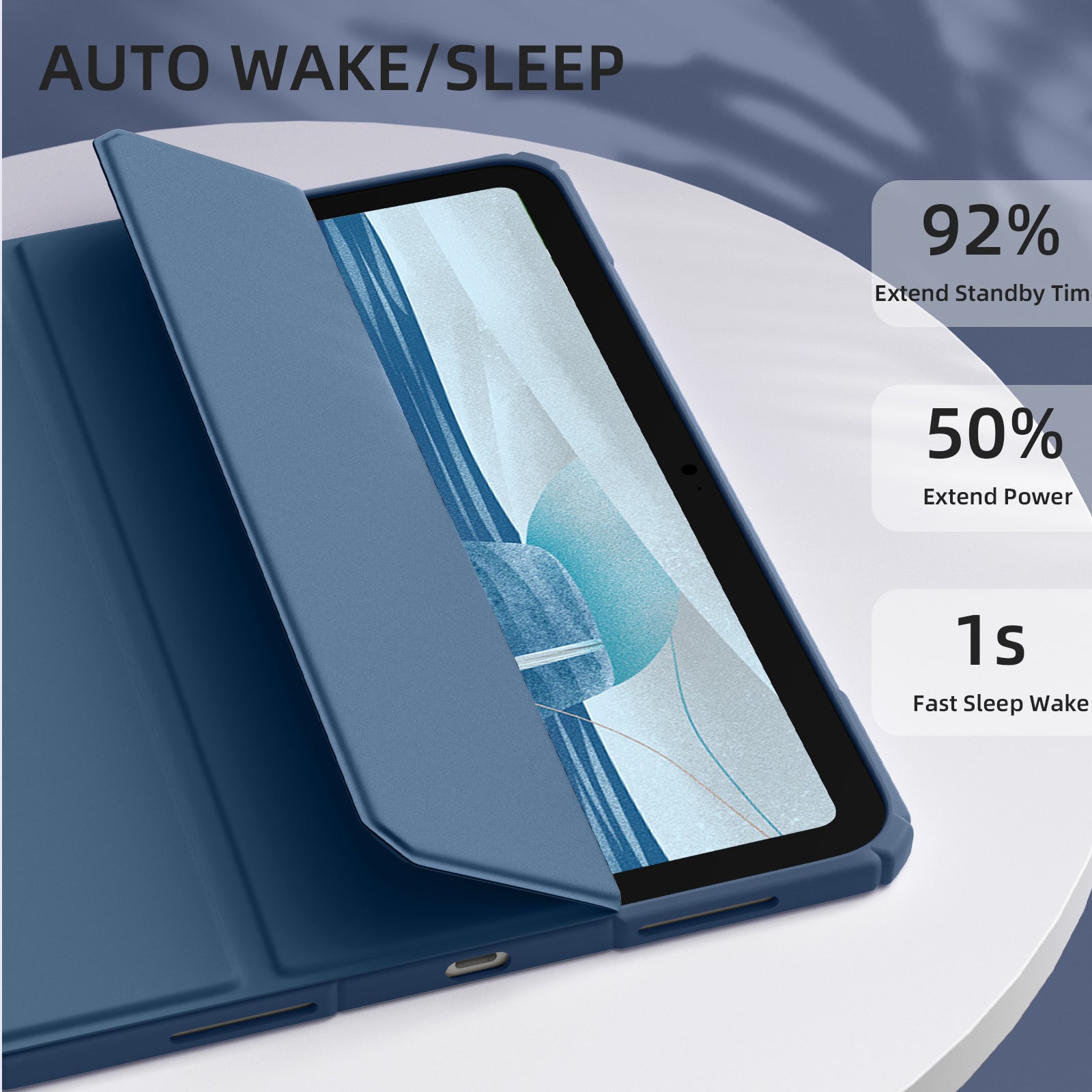 Getino Compatible with Apple iPad 10th/11th Generation A16 Case 11 inch Clear Back Cover with Pencil Holder, Navy Blue