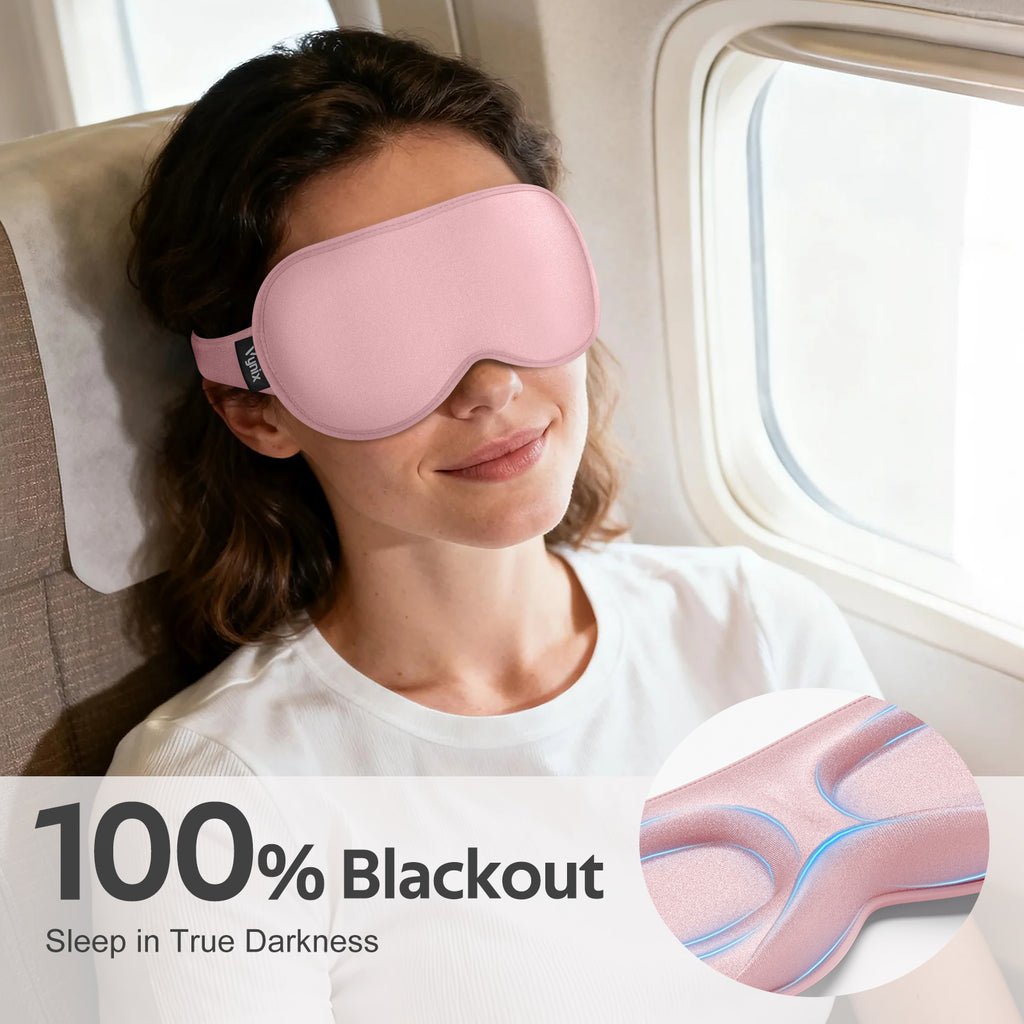 Getino 3D Sleep Masks for Women Men, Blackout Soft Eye Masks for Sleeping, Cotton, Pink