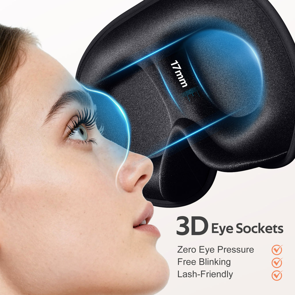 Getino 3D Sleep Mask for Women Men, Blackout Soft Eye Masks for Sleeping, Cotton, Black