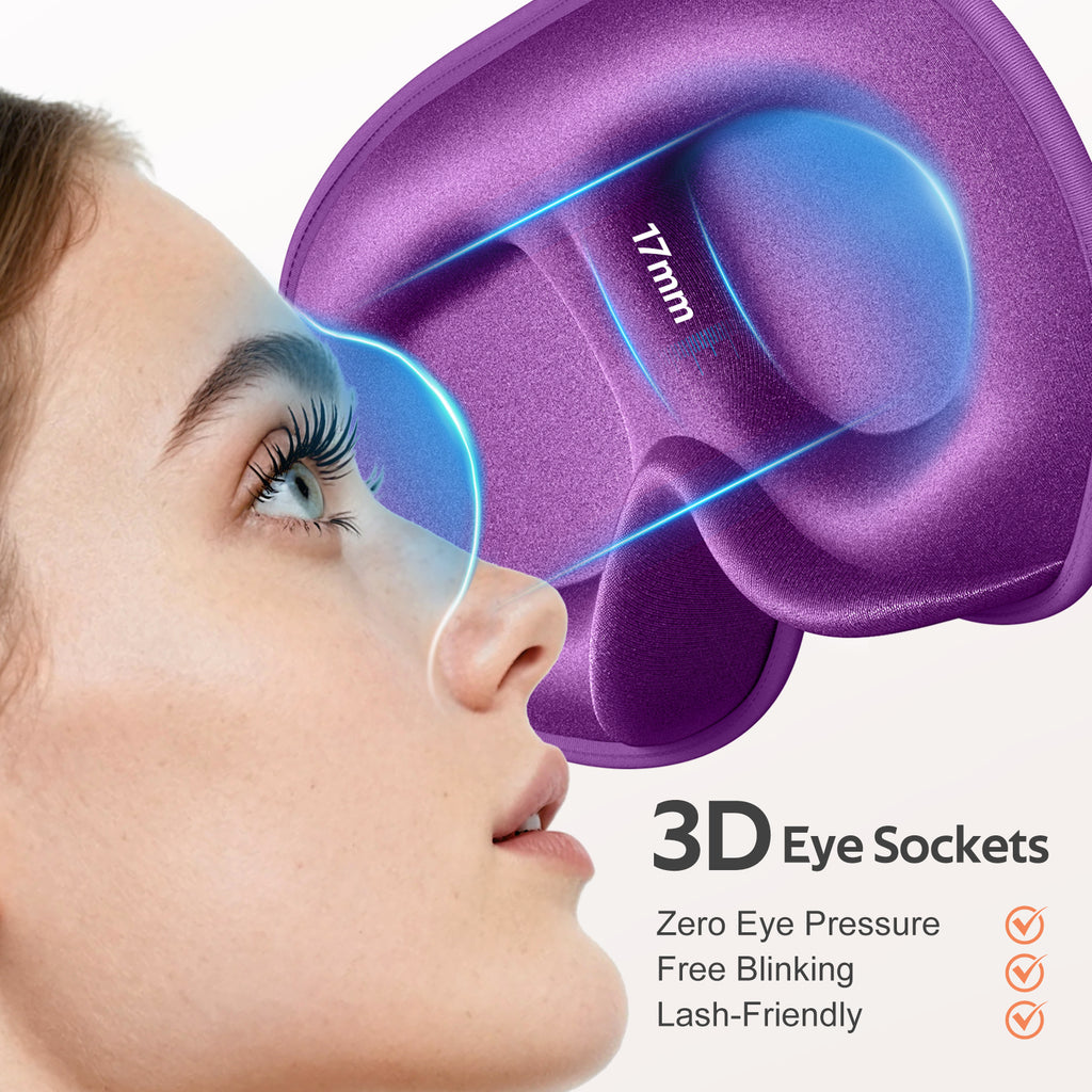 Getino 3D Sleep Masks for Women Men, Blackout Soft Eye Masks for Sleeping, Cotton, Purple