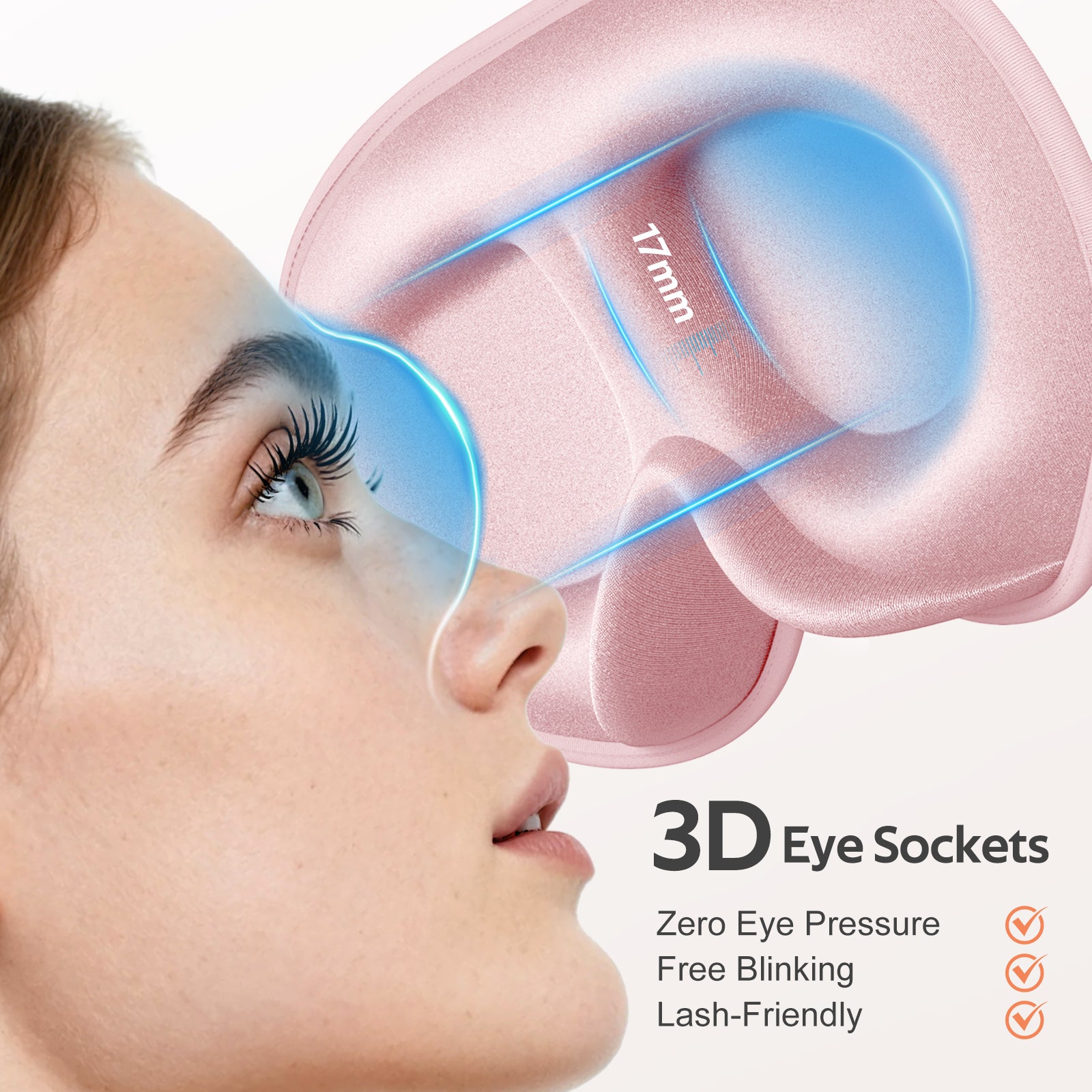 Getino 3D Sleep Masks for Women Men, Blackout Soft Eye Masks for Sleeping, Cotton, Pink