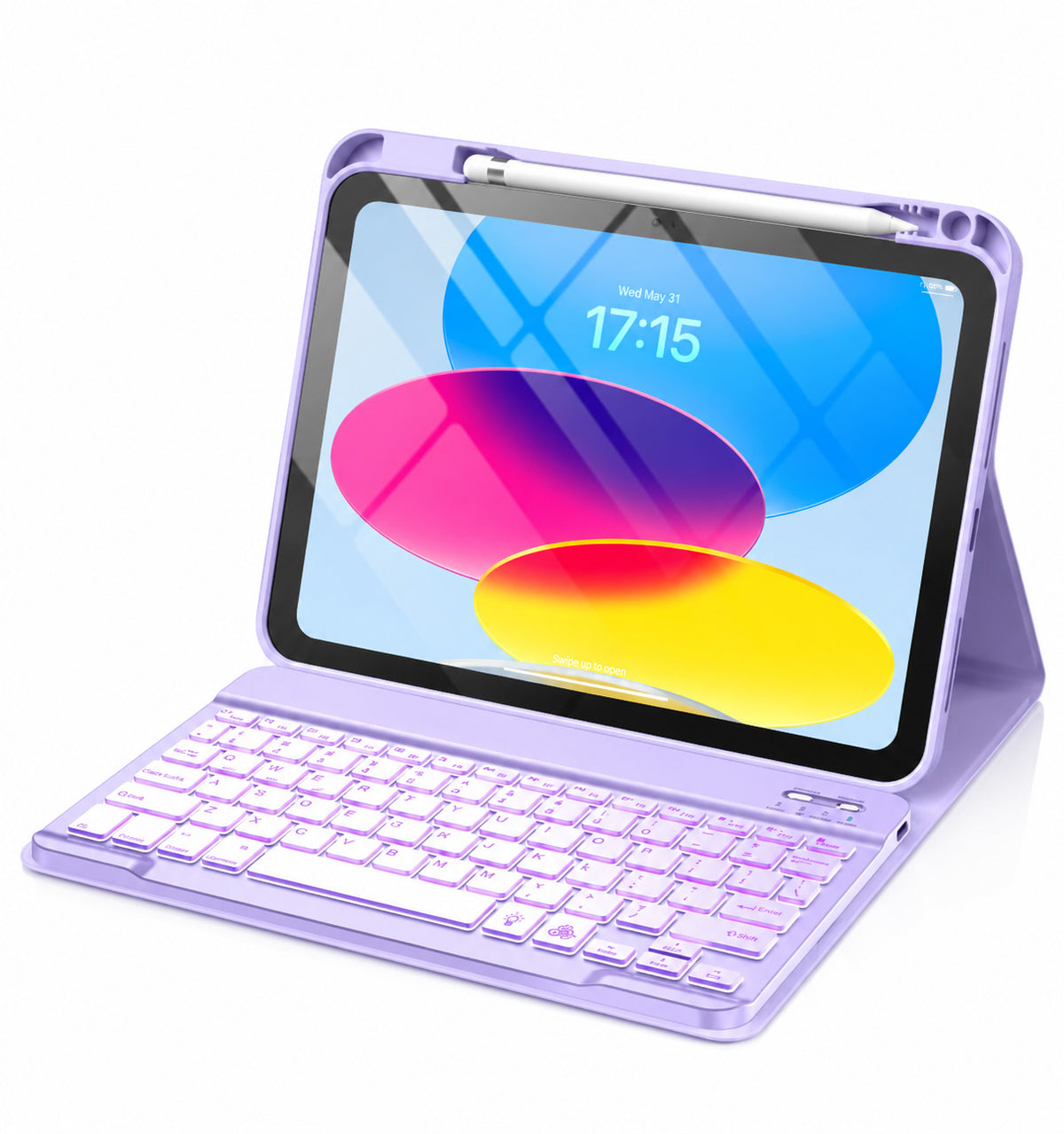 Getino Compatible with iPad 10th 11th Generation A16 Case with Keyboard 7 Colors Backlit Detachable Keyboard Cover with Pencil Holder for Apple iPad 11 inch 11th Gen 2025 & 10.9 inch 10th Gen 2022