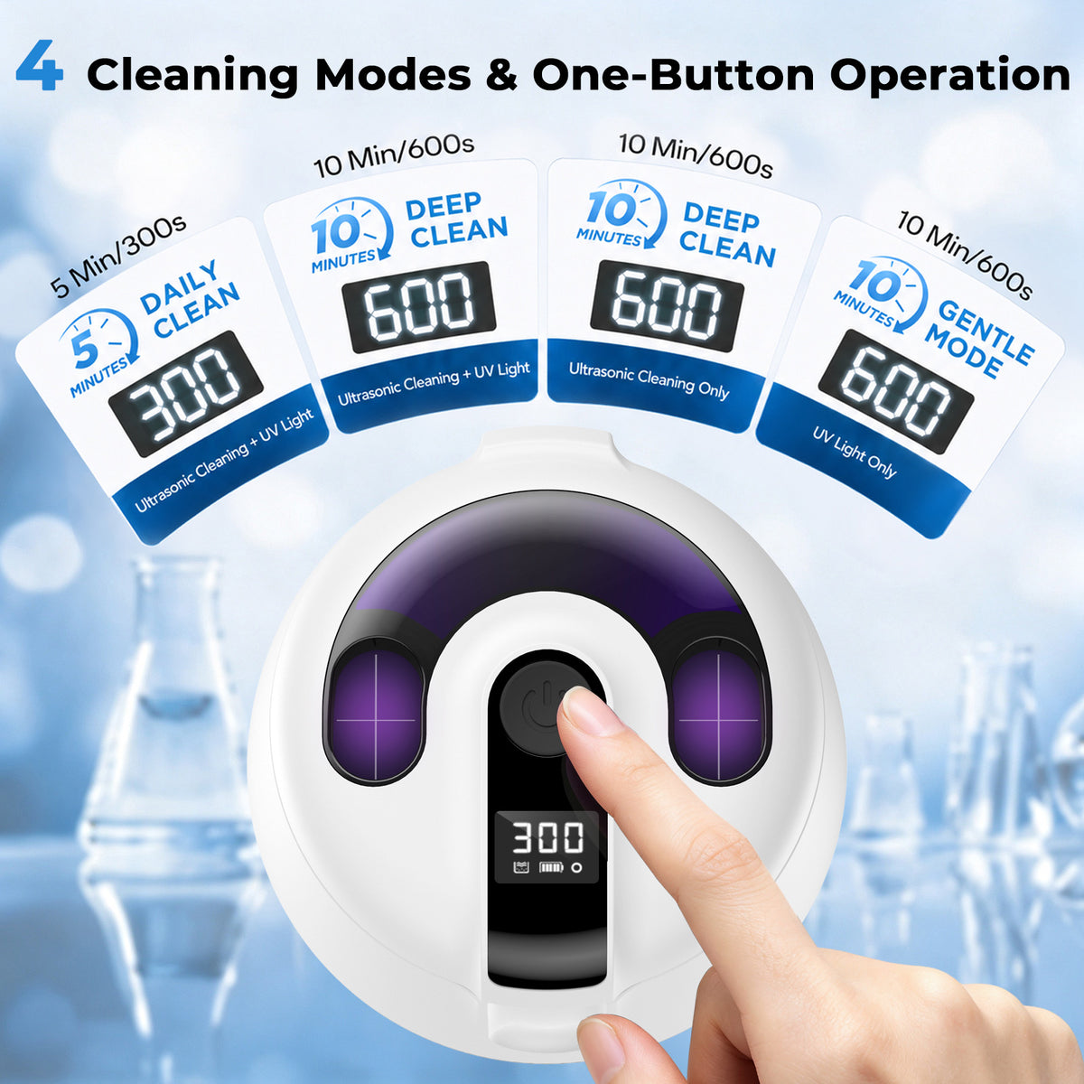 Getino Ultrasonic Retainer Cleaner Machine 48kHz Ultrasonic Denture Jewelry Cleaner for Mouth Guards, Night Guards, Braces, Aligner, Dental Pod, Toothbrush Heads, 200ml