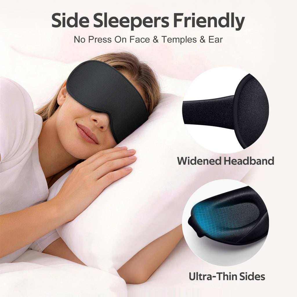 Getino 3D Sleep Mask for Women Men, Blackout Soft Eye Masks for Sleeping, Cotton, Black