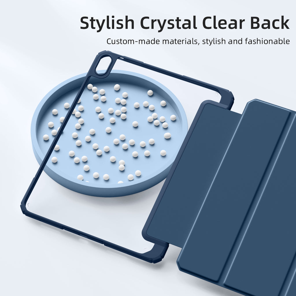Getino Compatible with Apple iPad 10th/11th Generation A16 Case 11 inch Clear Back Cover with Pencil Holder, Navy Blue