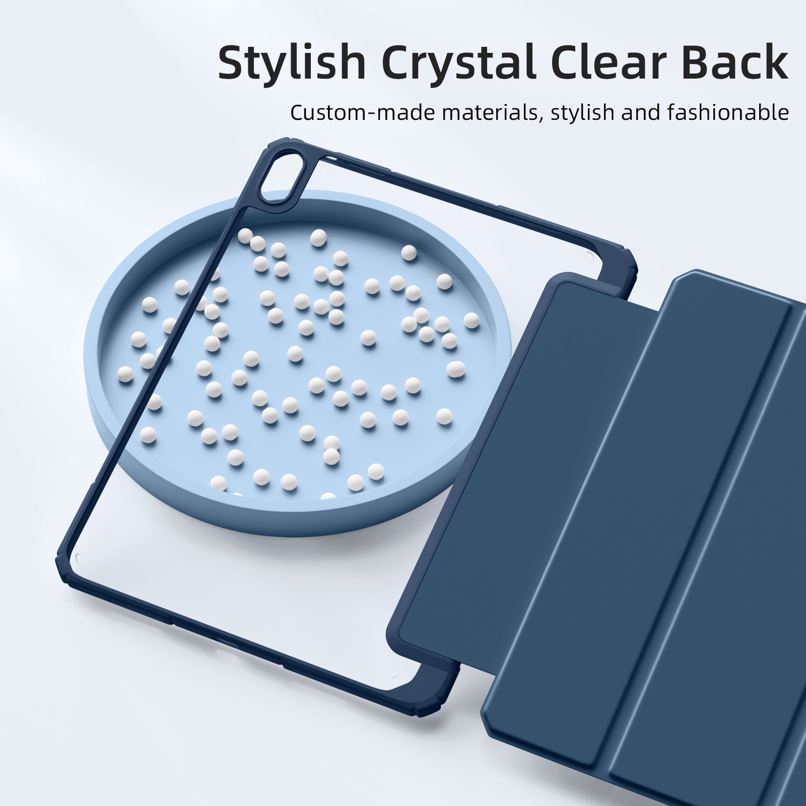 Getino Compatible with Apple iPad 10th/11th Generation A16 Case 11 inch Clear Back Cover with Pencil Holder, Navy Blue