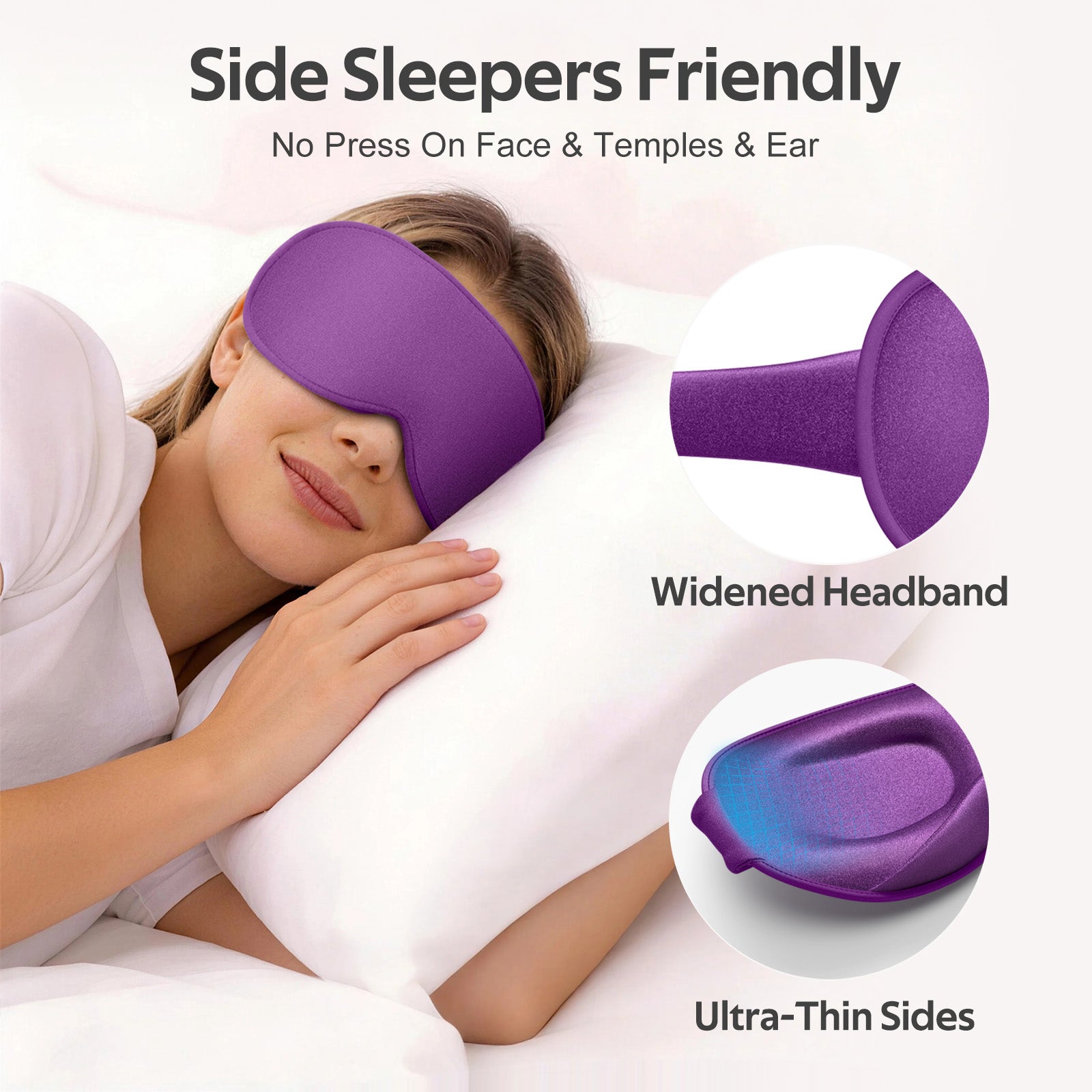 Getino 3D Sleep Masks for Women Men, Blackout Soft Eye Masks for Sleeping, Cotton, Purple