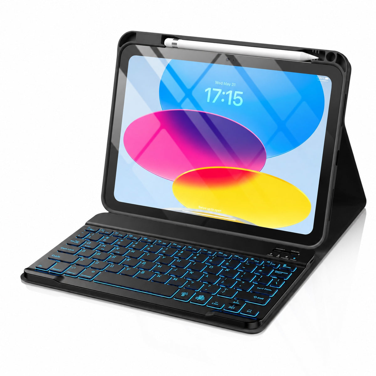 Getino Compatible with iPad 10th 11th Generation A16 Case with Keyboard 7 Colors Backlit Detachable Keyboard Cover with Pencil Holder for Apple iPad 11 inch 11th Gen 2025 & 10.9 inch 10th Gen 2022