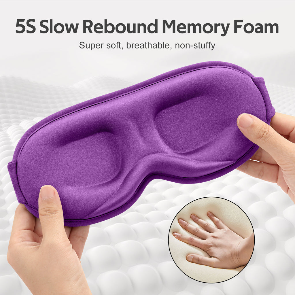 Getino 3D Sleep Masks for Women Men, Blackout Soft Eye Masks for Sleeping, Cotton, Purple