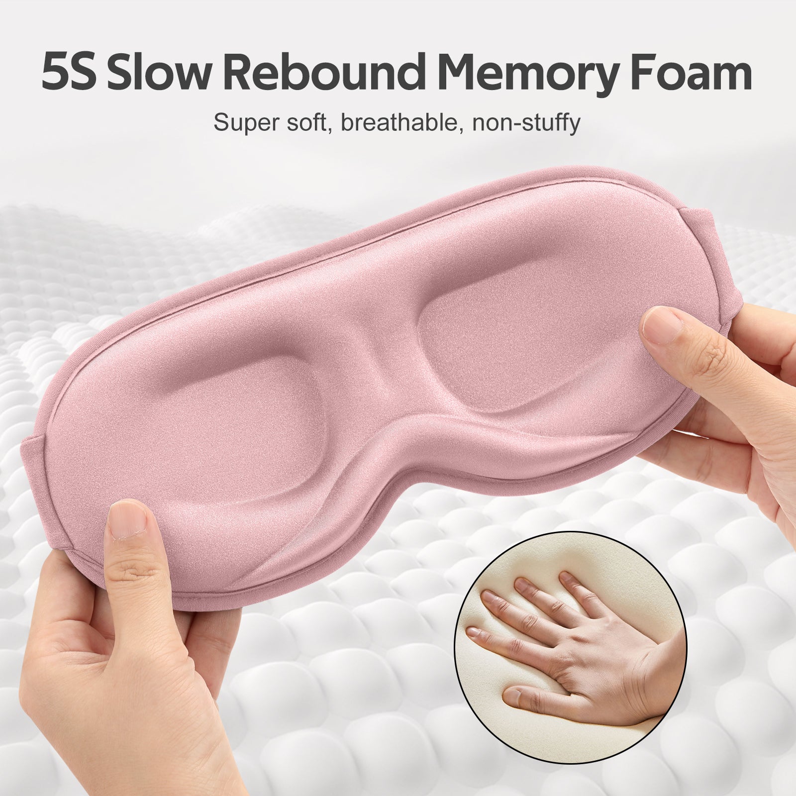 Getino 3D Sleep Masks for Women Men, Blackout Soft Eye Masks for Sleeping, Cotton, Pink