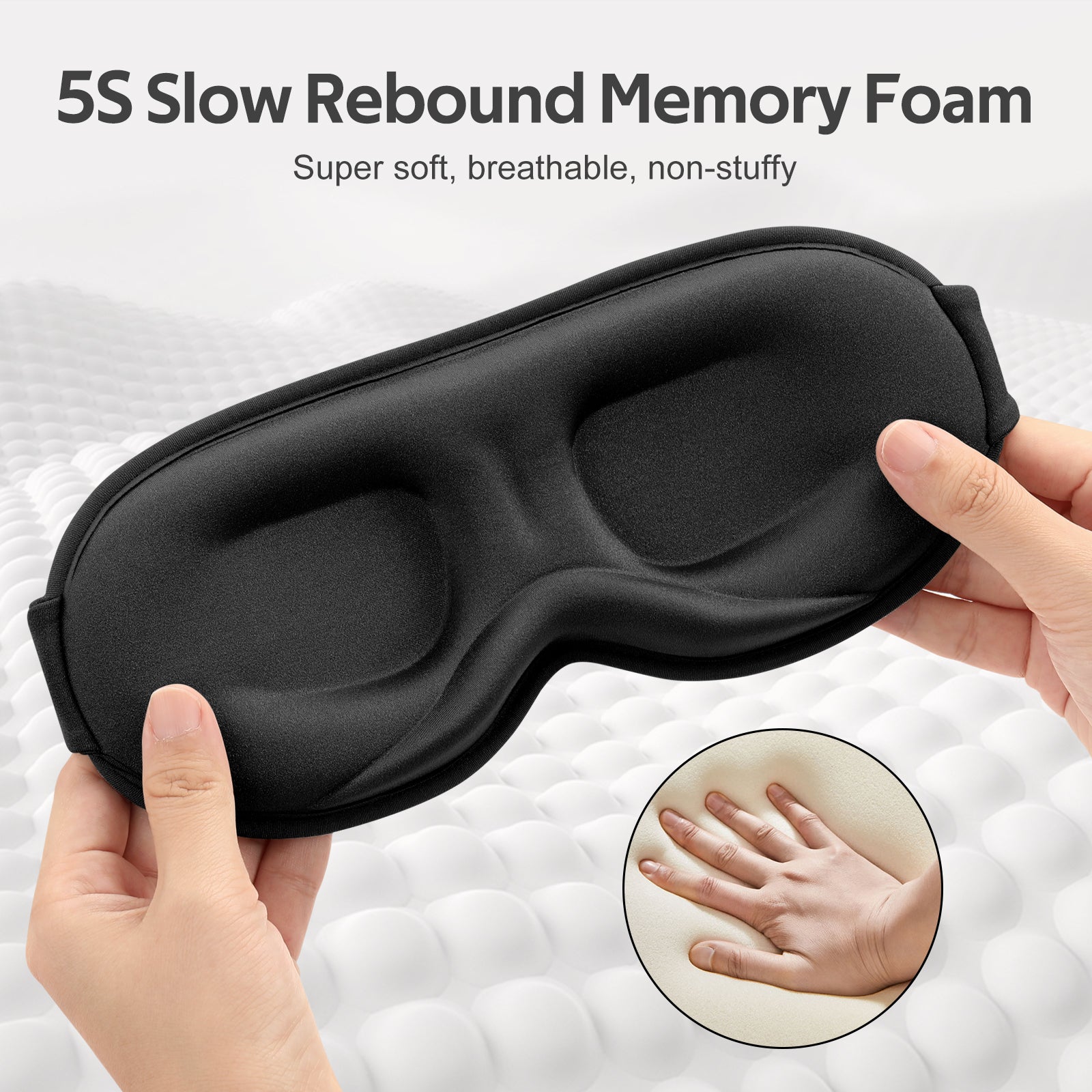 Getino 3D Sleep Mask for Women Men, Blackout Soft Eye Masks for Sleeping, Cotton, Black