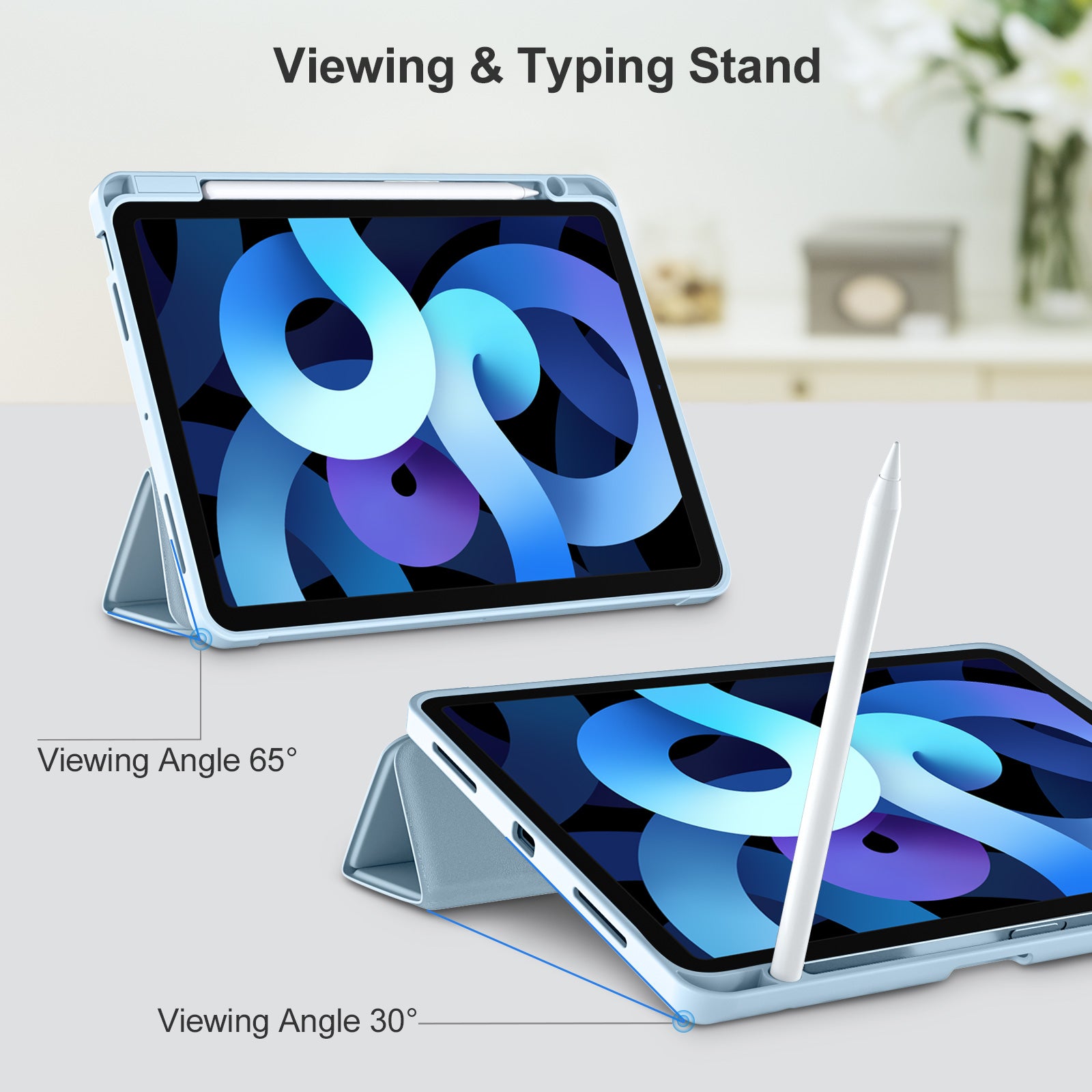 Getino Compatible With iPad Air 11 inch (M4/M3/M2) /Air 5th/ Air 4th Generation Case with Pencil Holder