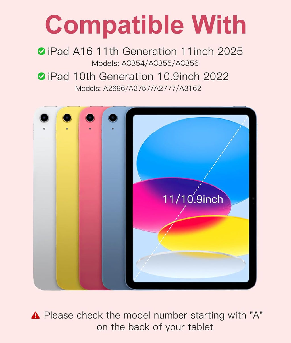 Getino Compatible with iPad 10th 11th Generation A16 Case with Keyboard 7 Colors Backlit Detachable Keyboard Cover with Pencil Holder for Apple iPad 11 inch 11th Gen 2025 & 10.9 inch 10th Gen 2022
