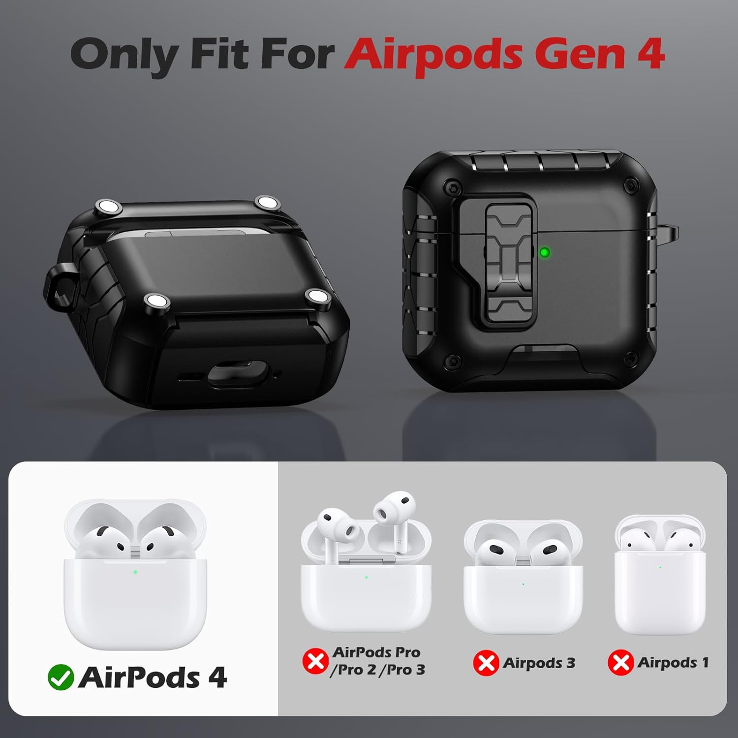 Getino Compatible with Apple AirPods 4 & AirPods Pro 3 Case Cover with Phone Stand, Magnetic Lock & Cleaning Kit