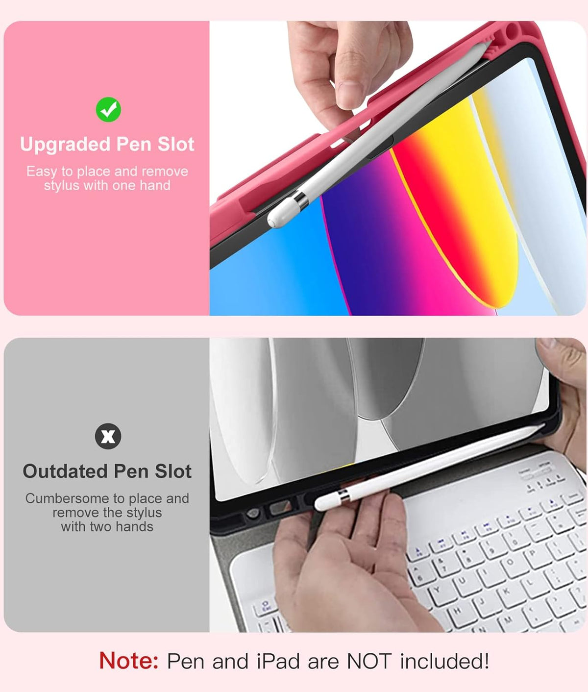 Getino Compatible with iPad 10th 11th Generation A16 Case with Keyboard 7 Colors Backlit Detachable Keyboard Cover with Pencil Holder for Apple iPad 11 inch 11th Gen 2025 & 10.9 inch 10th Gen 2022
