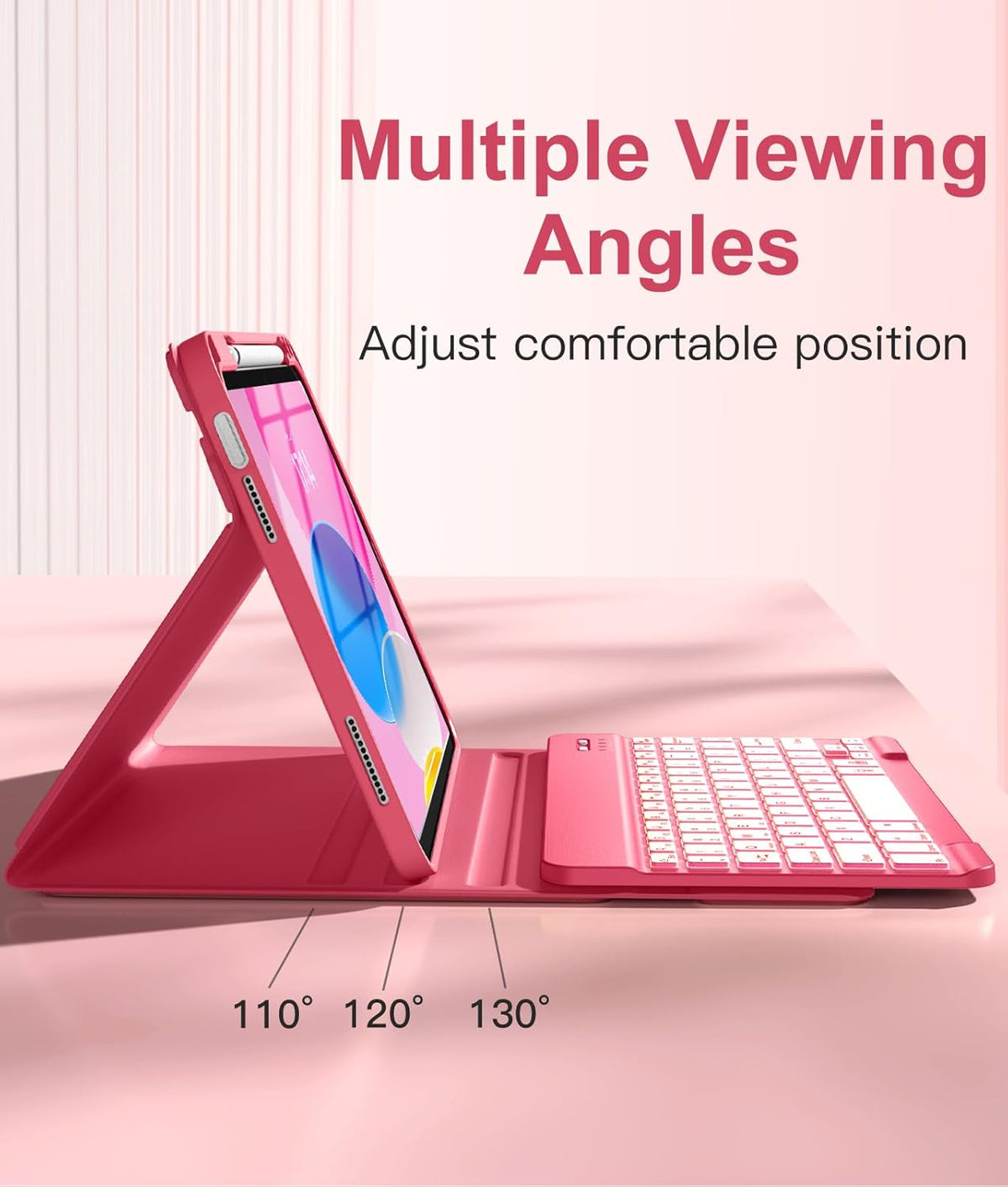 Getino Compatible with iPad 10th 11th Generation A16 Case with Keyboard 7 Colors Backlit Detachable Keyboard Cover with Pencil Holder for Apple iPad 11 inch 11th Gen 2025 & 10.9 inch 10th Gen 2022