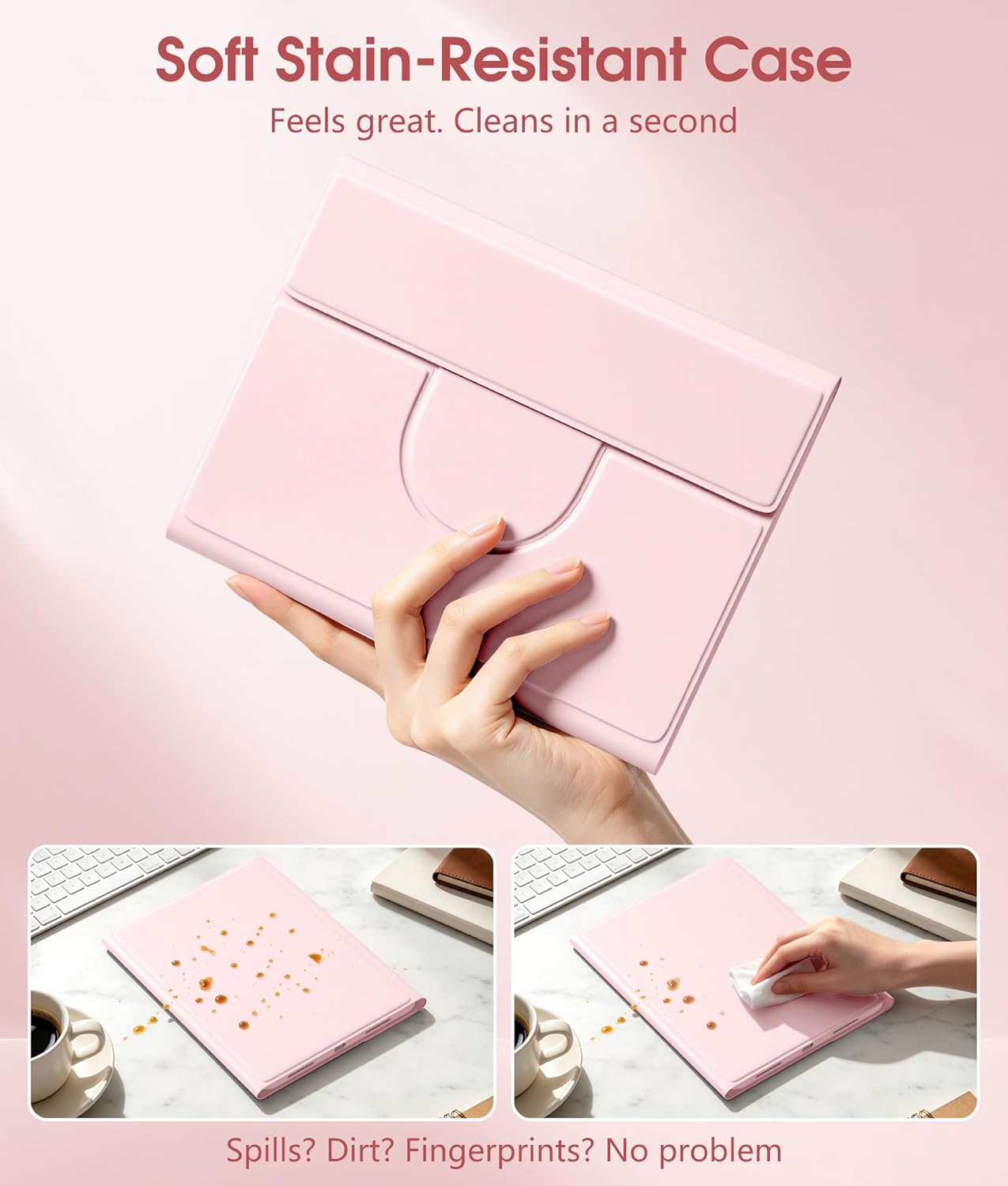 Getino for iPad A16 11th 10th Generation Case with Keyboard and Mouse 360° Rotatable Magnetic Detachable Backlit Keyboard Case Cover with Pencil Holder for Apple iPad 10th 11th Gen 11 inch, Pink