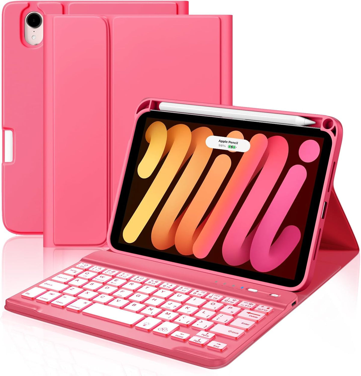 Getino for iPad Mini 7 (A17 Pro)/ Mini 6 Case with Keyboard, 7 Color Backlit Detachable for iPad Mini Keyboard Case, 8.3 inch