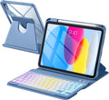 Getino Compatible with Apple iPad A16 11th 10th Generation Case with Keyboard 360° Rotatable 7 Colors Backlit Detachable Keyboard Case Cover for iPad 10th Gen 10.9 inch & iPad 11th Gen 11 inch
