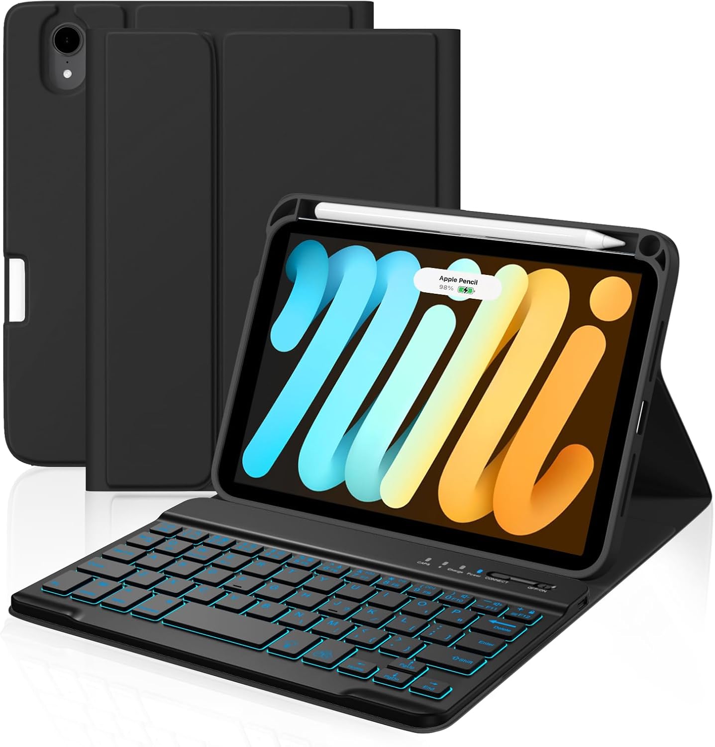 Getino for iPad Mini 7 (A17 Pro)/ Mini 6 Case with Keyboard, 7 Color Backlit Detachable for iPad Mini Keyboard Case, 8.3 inch