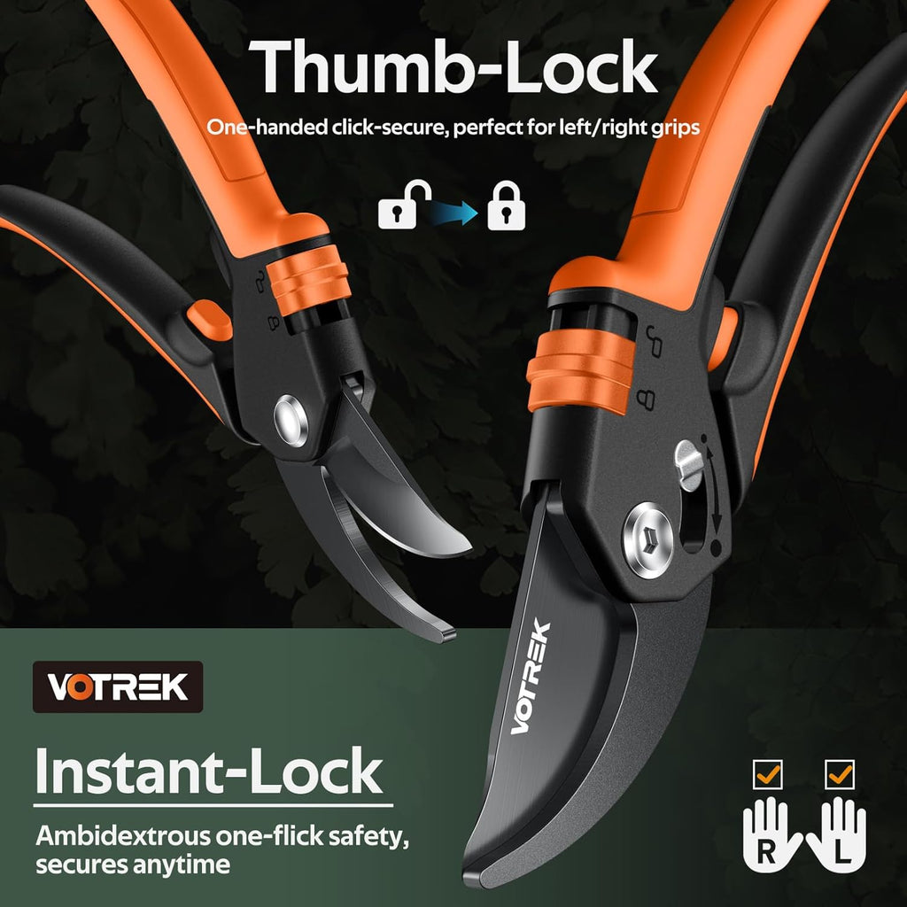VOTREK Bypass Pruning Shears 5/8" Heavy Duty Garden Scissors Clippers Hand Pruners for Gardening Grass Branch Plant Flower