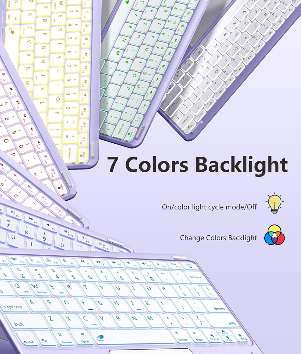 Getino for iPad Air 13 (M4/M3/M2) & Pro 12.9 6th/ 5th/ 4th/ 3rd Gen Case with Keyboard – Multi-Touch Trackpad, 7-Color Backlit, Detachable