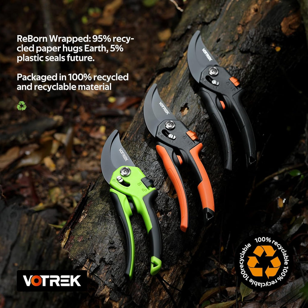 VOTREK Bypass Pruning Shears 5/8" Heavy Duty Garden Scissors Clippers Hand Pruners for Gardening Grass Branch Plant Flower