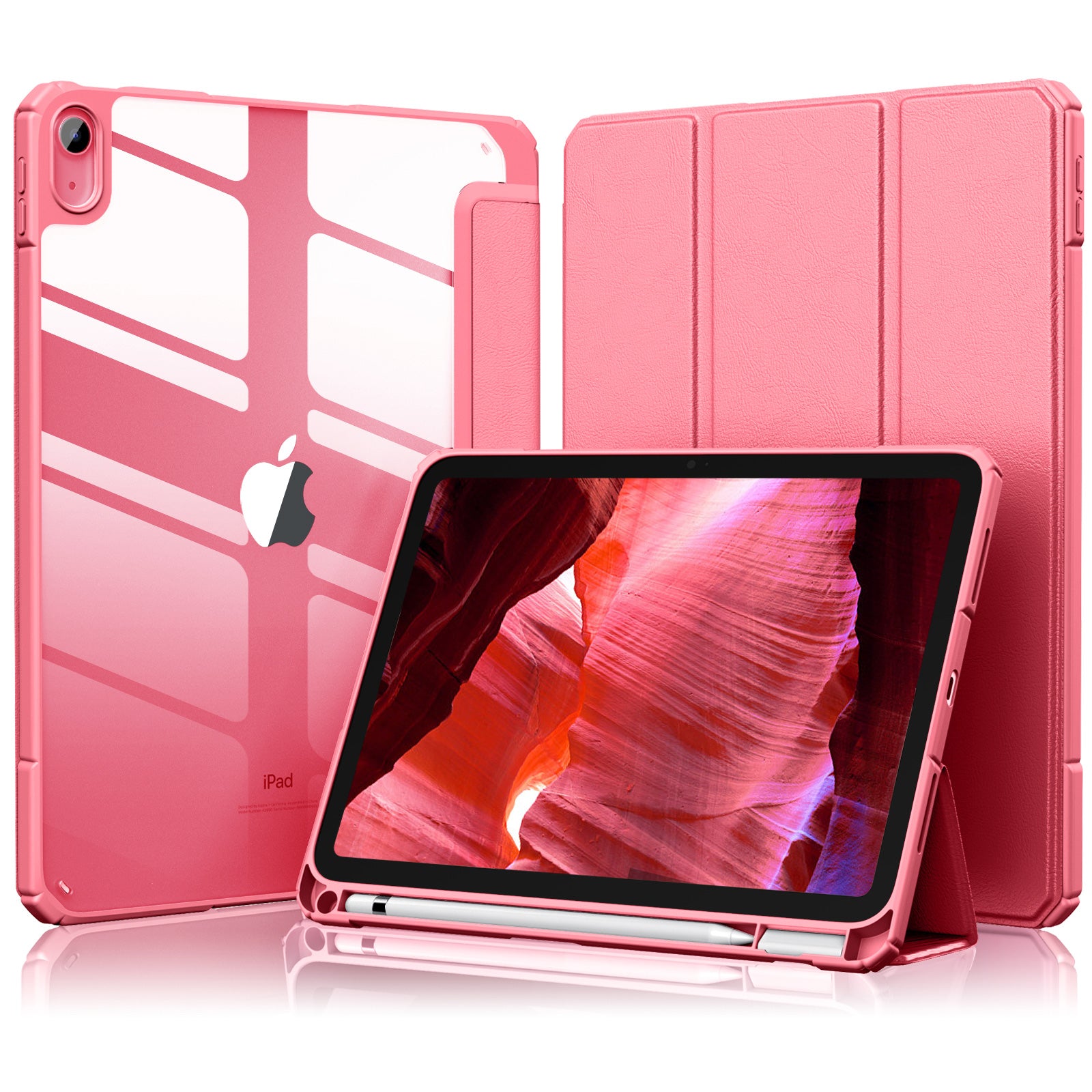 Getino Compatible with Apple iPad 10th/11th Generation A16 Case 11 inch Clear Back Cover with Pencil Holder, Navy Blue