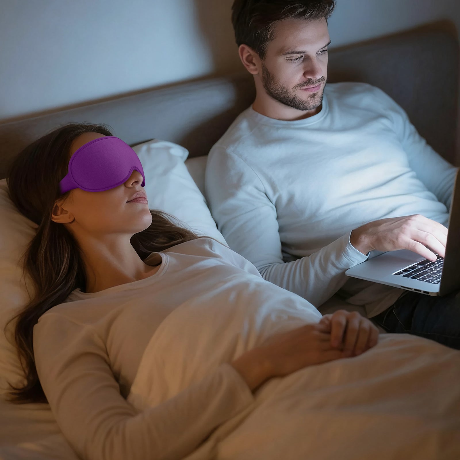 Getino 3D Sleep Masks for Women Men, Blackout Soft Eye Masks for Sleeping, Cotton, Purple