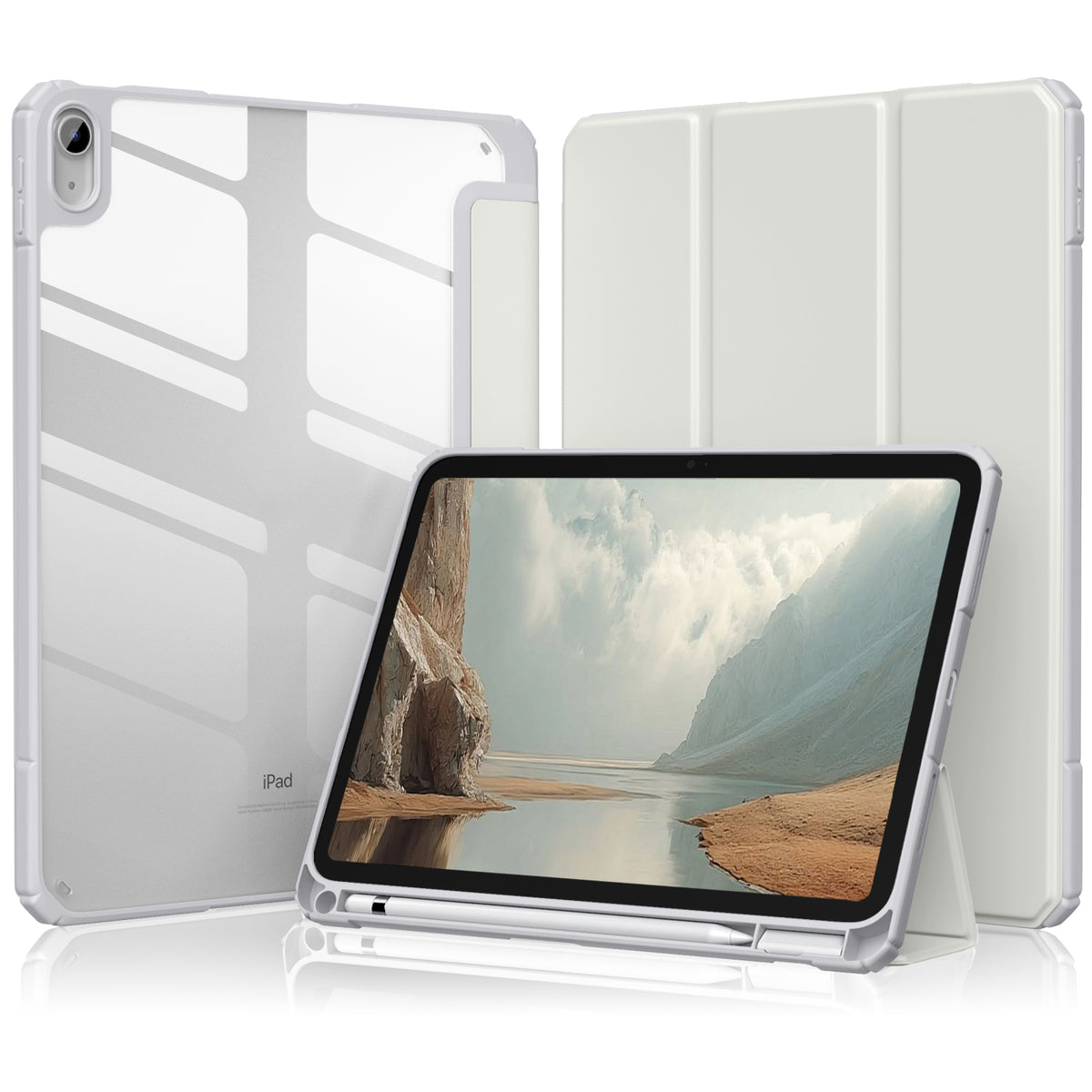 Getino Compatible with Apple iPad 10th/11th Generation A16 Case 11 inch Clear Back Cover with Pencil Holder, Navy Blue